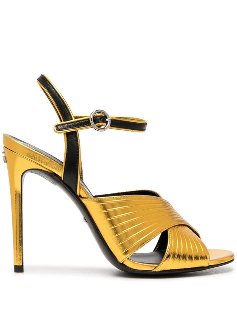 gucci two-tone metallic leather sandals|Gucci unisex sandals.